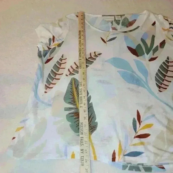Cynthia Rowley Linen Top Womens 1X Boho Flowy Fall Floral Leaves Lagenlook - Picture 8 of 16